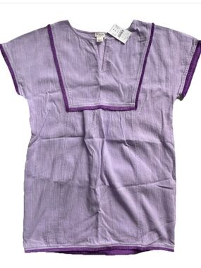 NWT Crewcuts Girl Purple Cotton Gauze Fringe Trim Dress Size L (10) swim coverup